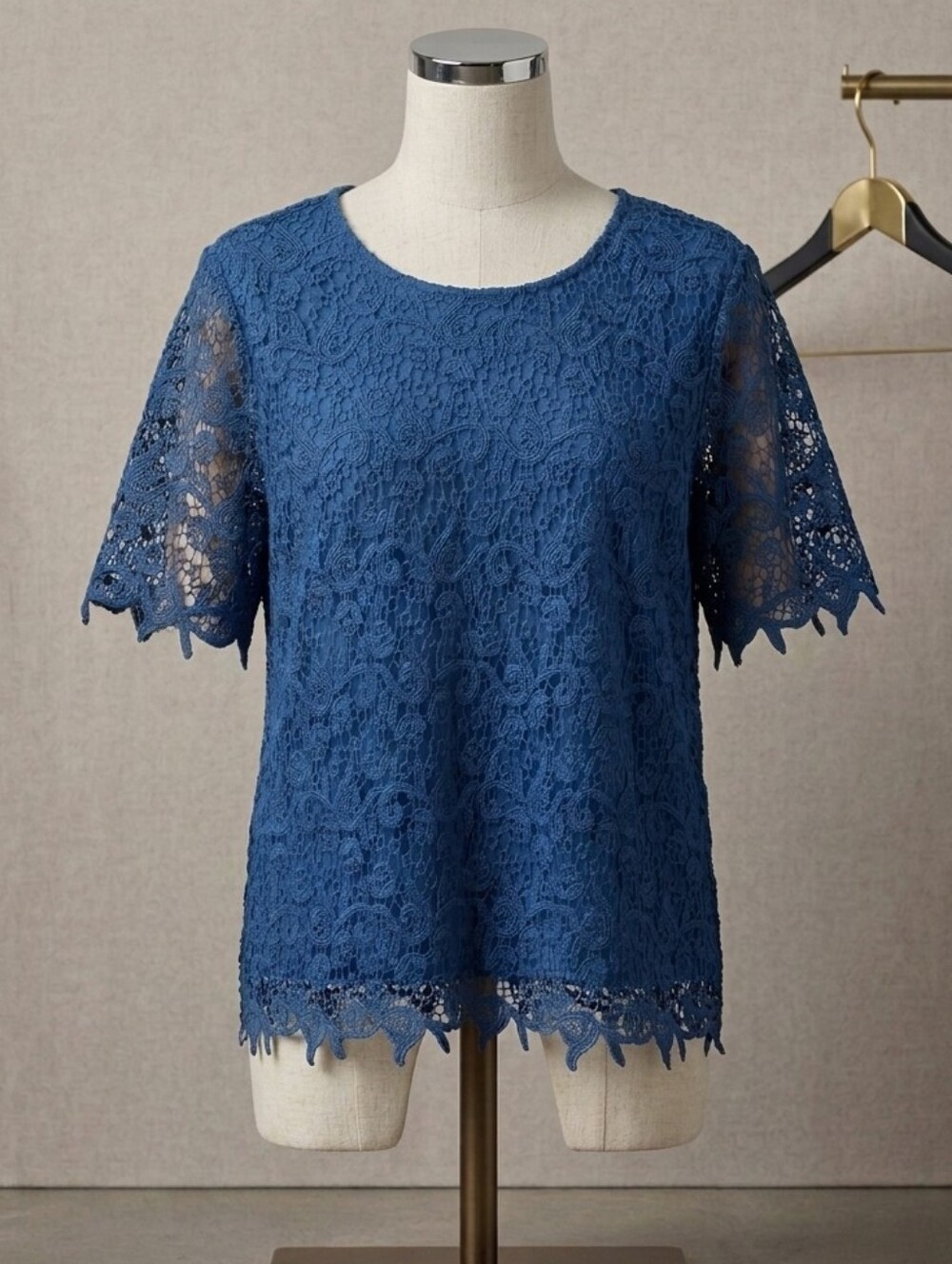 Philosophy Republic Blue Lace Blouse Top XXL Boho Romantic